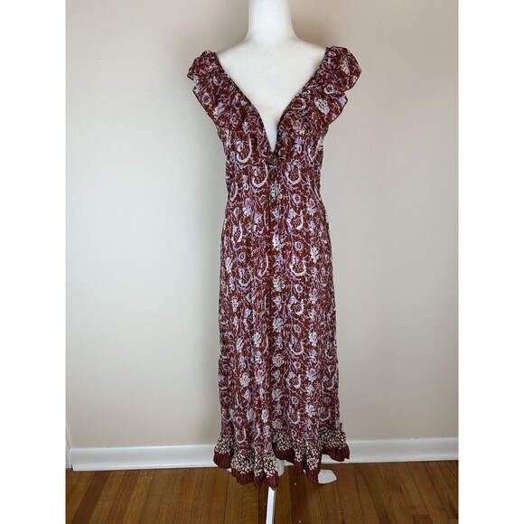 Rapsodia Large Maxi Dress Floral Ruffle V-neck Rayon Boho Gypsy Lightweight - Picture 1 of 5